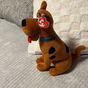 Ty Brown Scooby-Doo Plush with Blue Collar and Black Spots